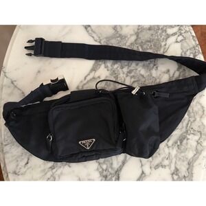 Prada Nylon Bum Bag Sling Bag Black Logo Belt Bag Fanny Pack